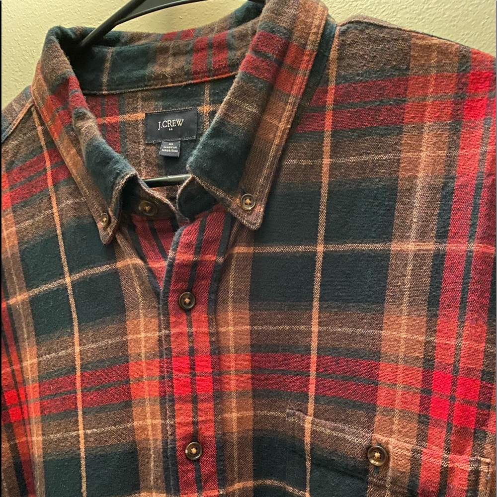 J. Crew Elbow Patched Plaid Button-Down - XL